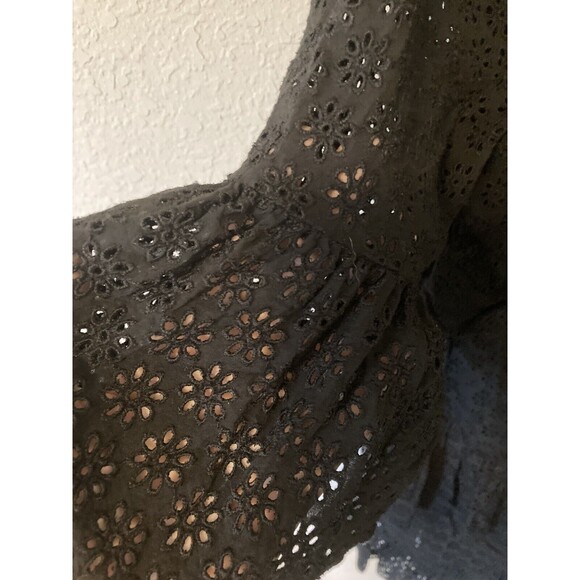 Madewell Waterlily Ruffle Eyelet Dress Black Size 8 - Picture 5 of 11